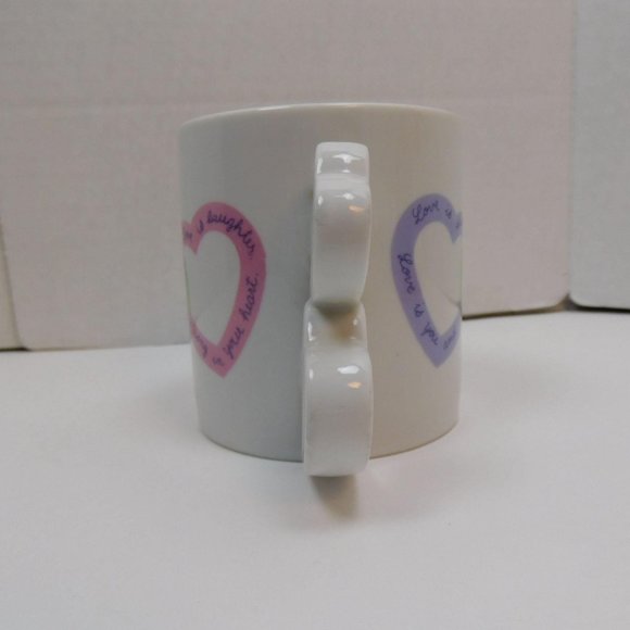 Avon Love Is... Sayings Coffee Mug Double Heart Shaped Handle - Picture 4 of 6